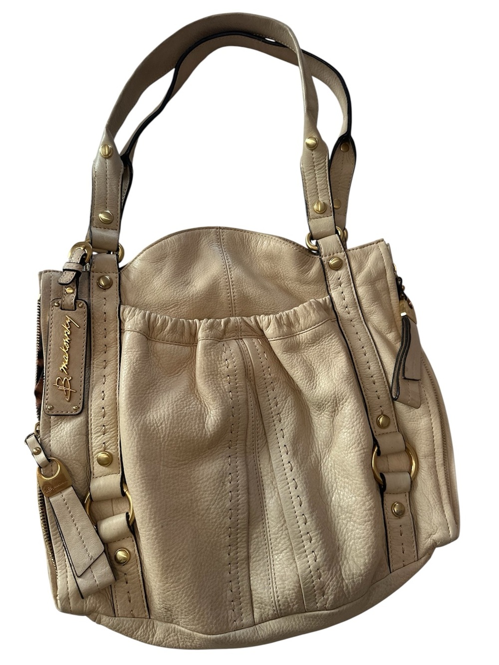B. Makowsky beige leather purse cheetah print lined